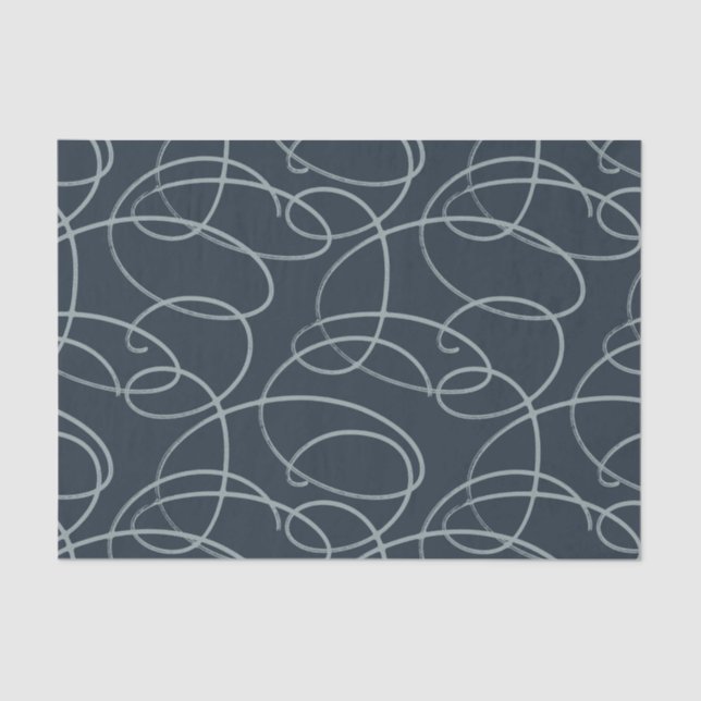 Papel De Seda Abstract Swirling Vine | Elegant Line Art Charcoal (Frente )