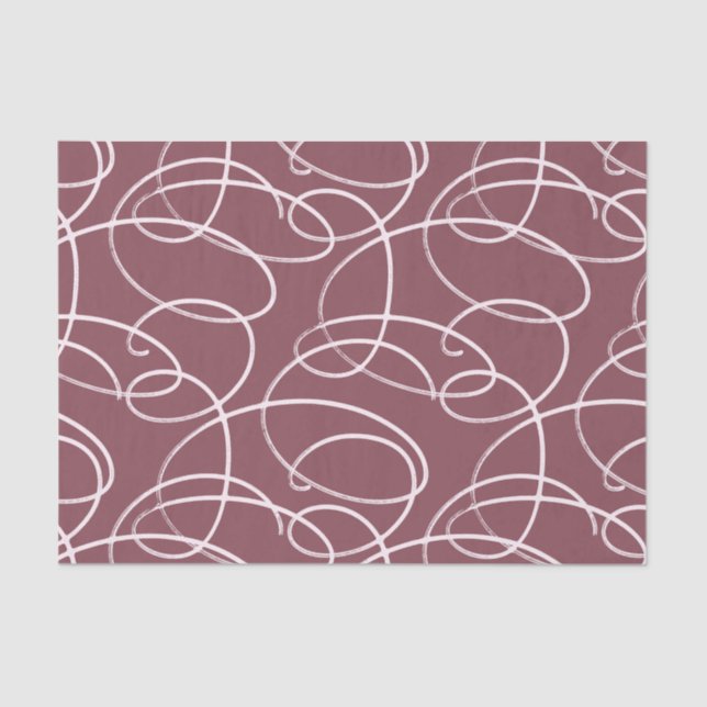 Papel De Seda Abstract Swirling Vine | Elegant Line Art Mauve (Frente )