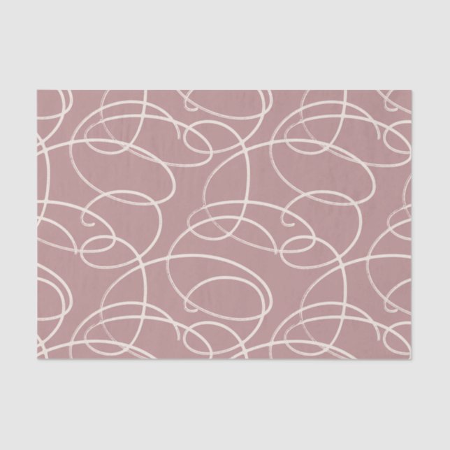 Papel De Seda Abstract Swirling Vine | Elegant Line Art Pink (Frente )