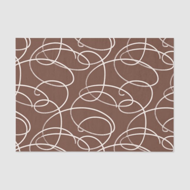 Papel De Seda Abstract Swirling Vine | Elegant Line Art Rust (Frente )
