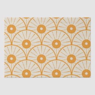 Papel De Seda Abstrato Art Deco Sun Padrão Laranja