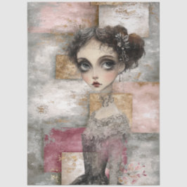 Papel De Seda Abstrato Art Mixer Media Grunge Girl Decoupage