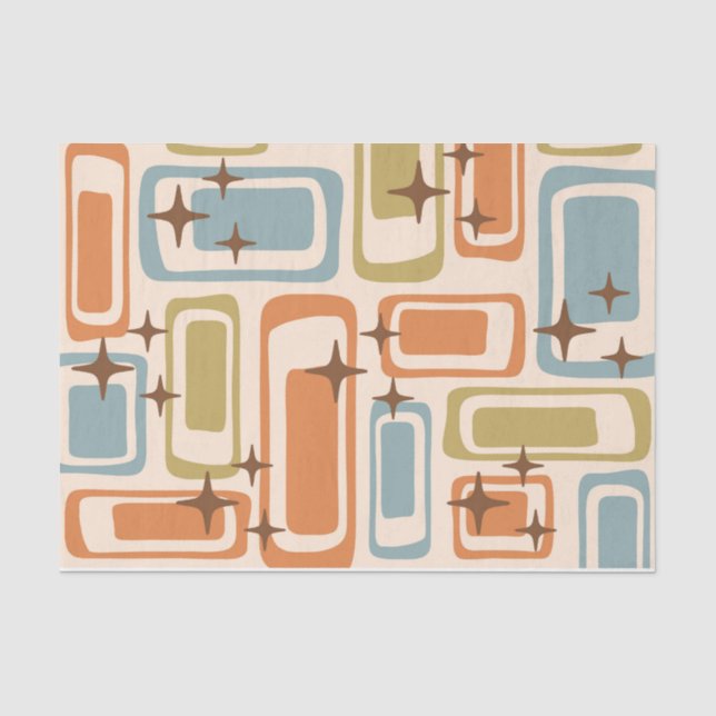 Papel De Seda Abstrato Atômica Moderno de Meio século Retroativo (Frente )