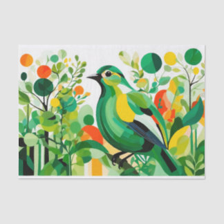Papel De Seda Abstrato Bird Em Uma Ramificação De Árvore
