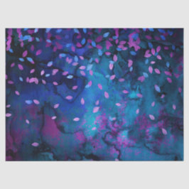 Papel De Seda Abstrato Blue e Pink Swirls and Leaves Decoupage