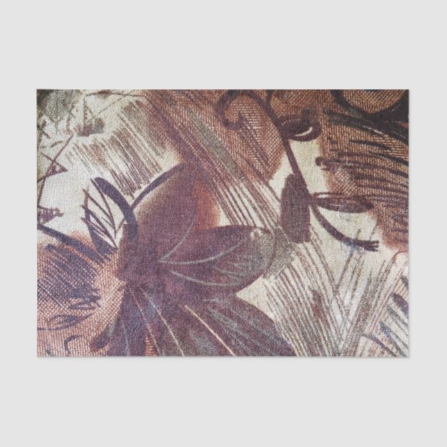 Papel De Seda Abstrato Brown Floral Design 1 (Frente )