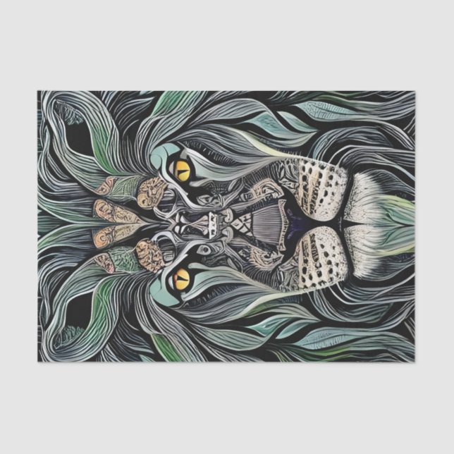 Papel De Seda Abstrato Chique King Lion (Frente )