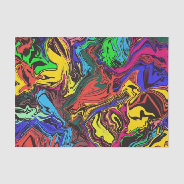 Papel De Seda Abstrato Colorida Twirly / Empurrada / (Frente )