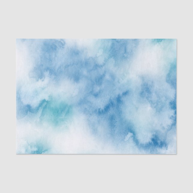 Papel De Seda Abstrato de Aquarela Azul Teal (Frente )