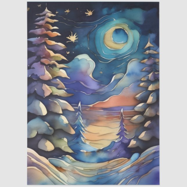 Papel De Seda Abstrato de Aquarela Natal (Frente )