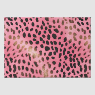 Papel De Seda Abstrato de Impressão de Leopardo Preto Rosa