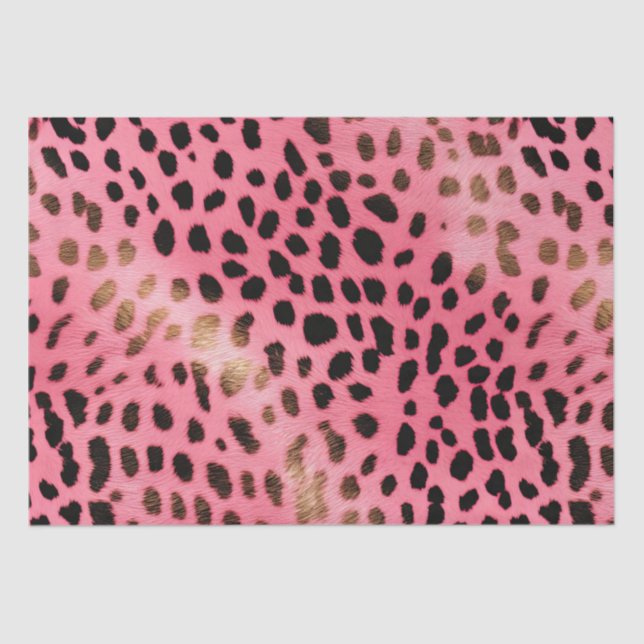 Papel De Seda Abstrato de Impressão de Leopardo Preto Rosa (Frente )