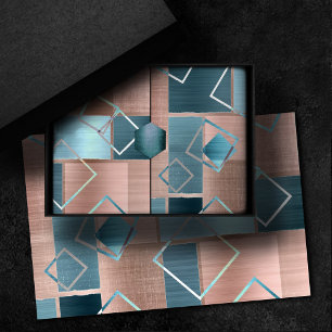 Papel De Seda Abstrato de luxo Blush Rosa Dourado e Teatro Geo