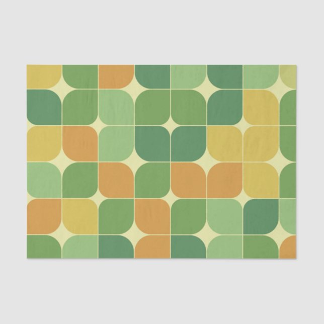 Papel De Seda abstrato de meio século do verde laranja (Frente )