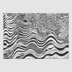 Papel De Seda Abstrato de ondas brancas e pretas