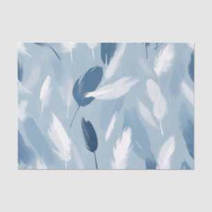 Papel De Seda Abstrato de penas brancas e azuis suaves