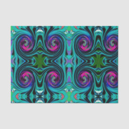 Papel De Seda Abstrato de preto e turquesa Dramático