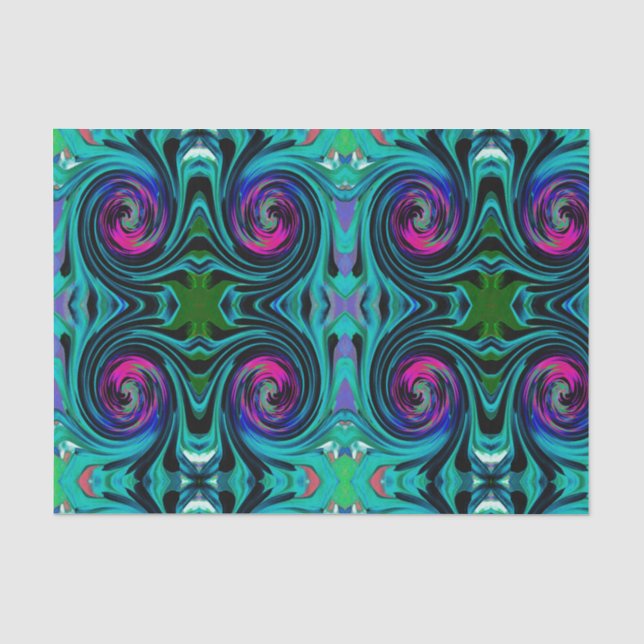 Papel De Seda Abstrato de preto e turquesa Dramático (Frente )