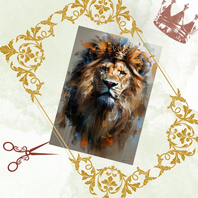 Papel De Seda Abstrato Digital Lion Painted Decoupage (Criador carregado)