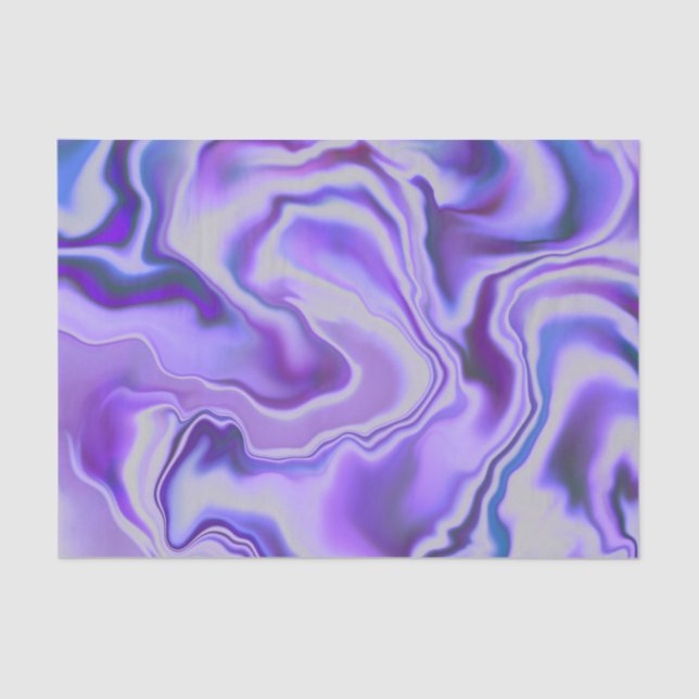 Papel De Seda Abstrato Digital Marble Elegante Azul e Roxo (Frente )