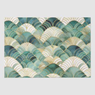 Papel De Seda Abstrato Dourado Glam Verde