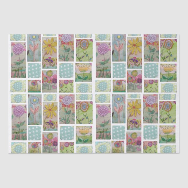 Papel De Seda Abstrato Floral-9Papel Tecido (Frente )