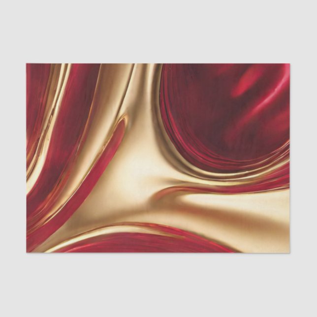 Papel De Seda Abstrato Flow Art-Red e Dourado- (Frente )