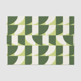 Papel De Seda Abstrato Geométrico Branco Verde