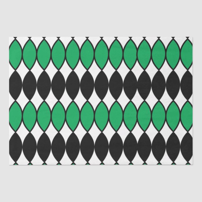 Papel De Seda Abstrato Geométrico Preto Verde (Frente )