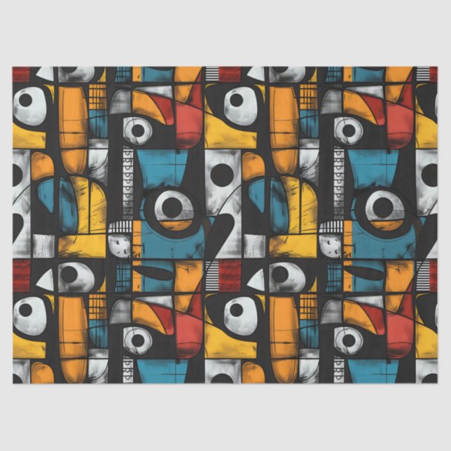 Papel De Seda Abstrato Gótico Escuro, vermelho e amarelo (Frente )