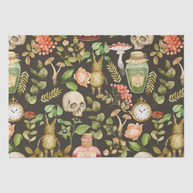 Papel De Seda Abstrato Halloween do Flor do Cogumelo da Planta d (Frente )