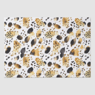 Papel De Seda Abstrato-leopardo branco-Dourado