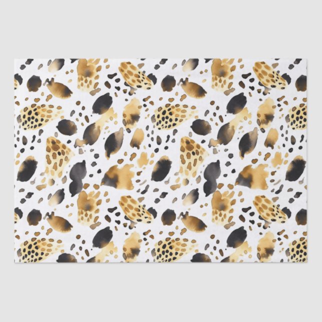 Papel De Seda Abstrato-leopardo branco-Dourado (Frente )