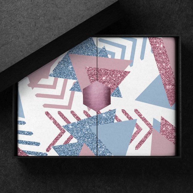 Papel De Seda abstrato lunar 80s | Rosa Máscara Dusty e Azul (Criador carregado)