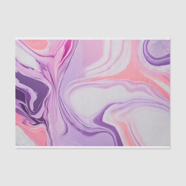 Papel De Seda Abstrato Marble Pink Shades Púrpuras Splash (Frente )
