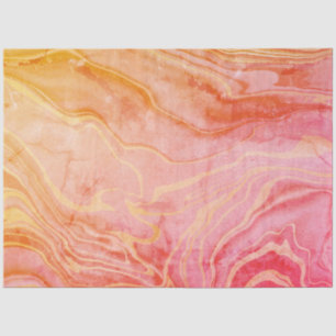 Papel De Seda Abstrato Marble vermelho laranja