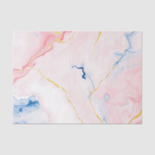 Papel De Seda Abstrato Marble Watercolor em Pastel Pinks Blues