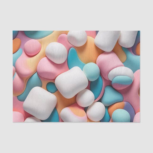 Papel De Seda Abstrato Marshmallows Coloridos (Frente )