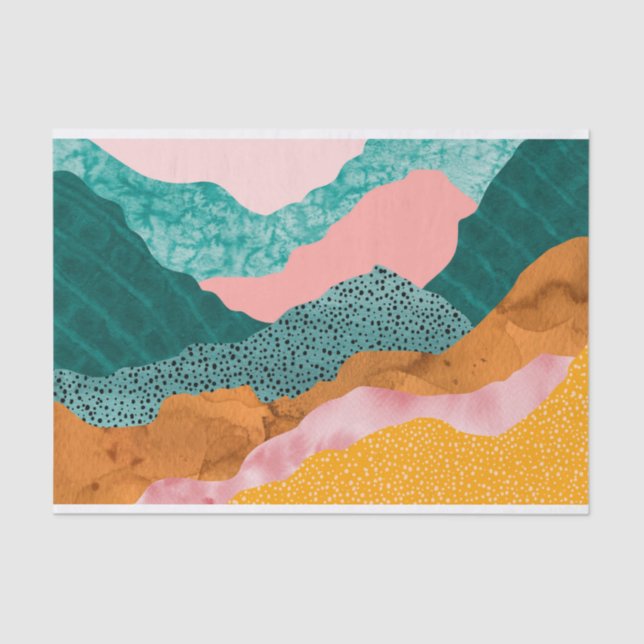 Papel De Seda Abstrato Modern Jagged Waves Decoupage (Frente )