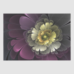 Papel De Seda Abstrato Modern Purpur Khaki Cinza Flor Fractal