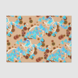 Papel De Seda Abstrato moderno Confetti Impressão, Aqua e Brown