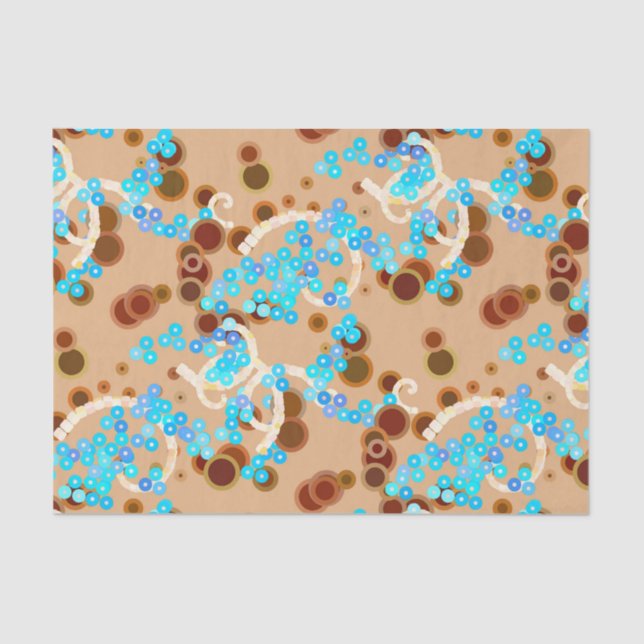 Papel De Seda Abstrato moderno Confetti Impressão, Aqua e Brown (Frente )