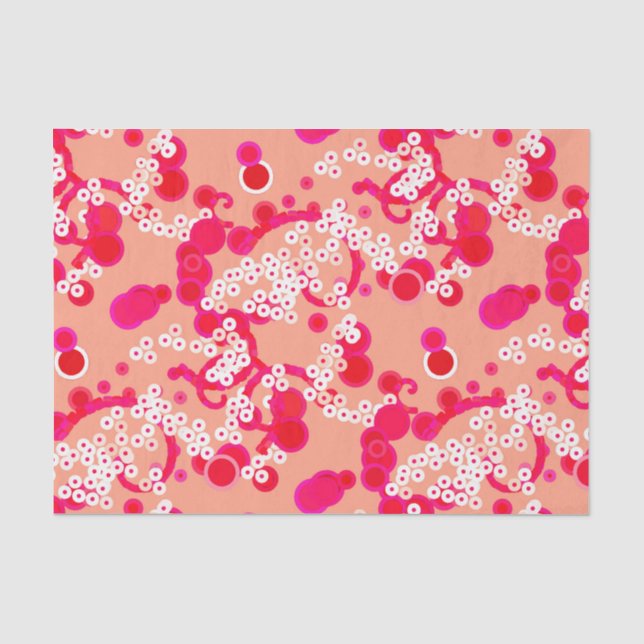 Papel De Seda Abstrato moderno Confetti Impressão, Coral e Fuchs (Frente )