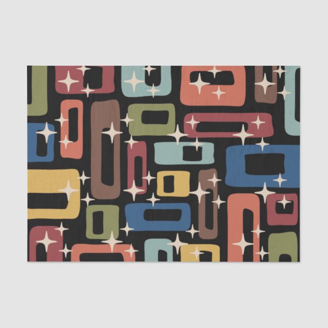 Papel De Seda Abstrato Moderno do Meio século Retroativo (Frente )