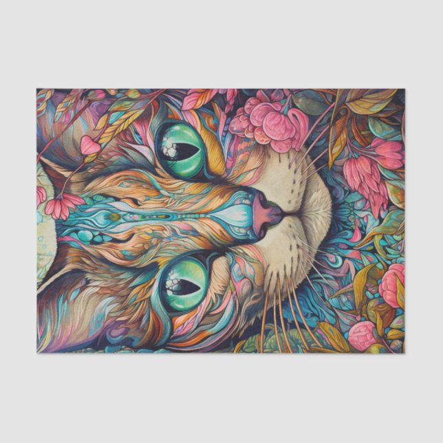 Papel De Seda Abstrato Moderno Tabby Cat (Frente )