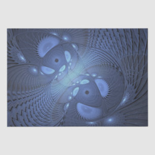 Papel De Seda Abstrato moderno Trendy Dusk Blue Fractal Art