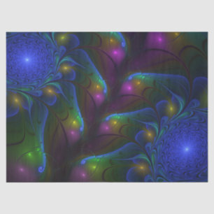 Papel De Seda Abstrato Moderno Trippy Fractal Luminoso Colorido