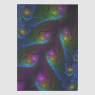 Papel De Seda Abstrato Moderno Trippy Fractal Luminoso Colorido
