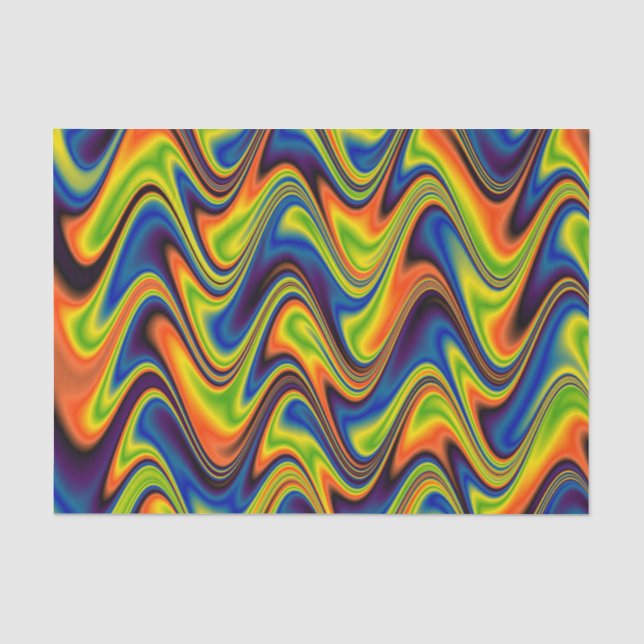 Papel De Seda Abstrato Multicolorido Ondulado (Frente )