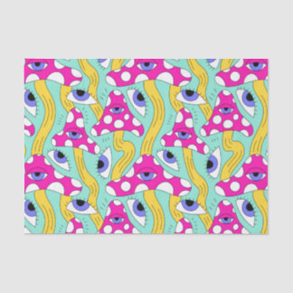 Papel De Seda Abstrato Mushroom com Discagem de Padrão de Olhos